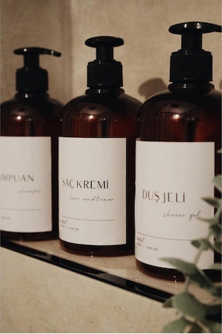 Berev 3'lü Banyo Seti Şampuan Duş Jeli Ve Saç Kremi Plastik Şişesi 500 Ml Kahverengi - Siyah