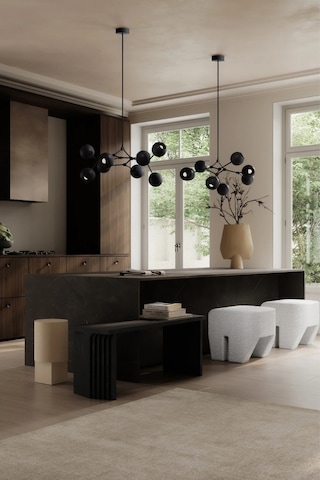 101 Copenhagen Drop Chandelier Globe Mini 5m Ayarlanabilir, Metal Küre Dekoratif Tasarım Avize Yanmış Siyah