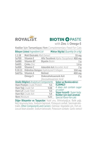Biotin Paste 100 Gr Kedi Biyotin Macun