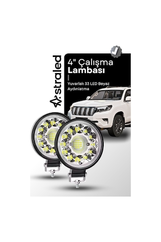 2 Adet 33led 12-24 Volt Yuvarlak Spot Far Oto Çalışma Lambası Atv Kamyon Tır Traktör Offroad