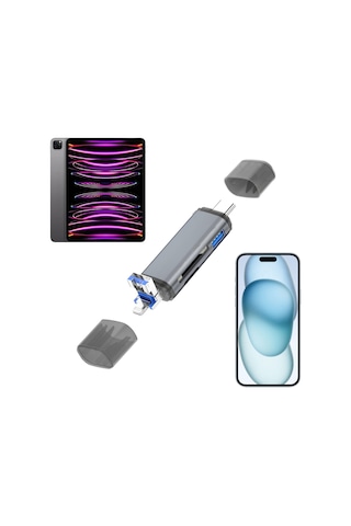 Daytona ADS 28 6ın1 Otg Card Reader Lightning Apple iPhone & Uyumlu iPad için USB 3 0 to Type C SD TF Kart Okuyucu