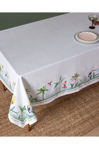 Madame Coco Albe Masa Örtüsü - Yeşil/beyaz - 150x250 Cm 8684427278208 Çok Renkli