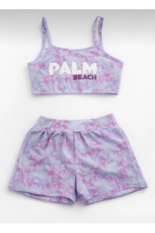 Nurbebe Palm Beach Baskılı Kız Çocuk Mayo Mor
