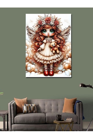 Kanvas Tablo Küçük Kız Ve Peluş Ayı 70cmx100cm