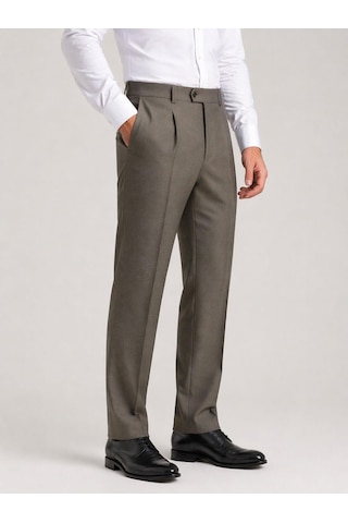 Classics Men Ricati Regular Fit Pileli Erkek Kumaş Pantolon - 7621 Kahverengi