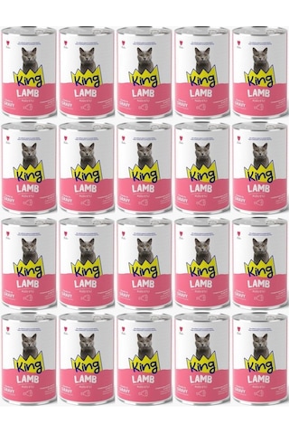 King Et Parçacıklı Kuzu Etli Yetişkin Kedi Konserve 400 Gr 20 Adet