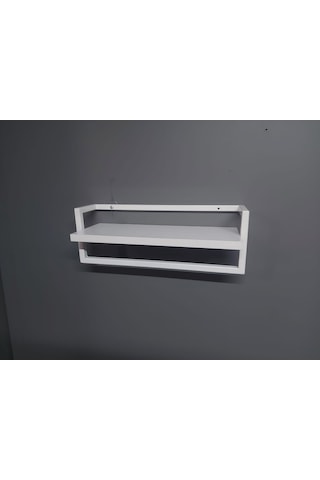 lyla concept Defne Banyo Ahşap Raflı Beyaz Metal Havlu, Şal Askılık Beyaz Raf Beyaz