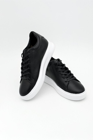 Mela Erkek Hakiki Deri 7 Cm Boy Uzatan Siyah-beyaz Spor Ayakkabı Siyah-beyaz