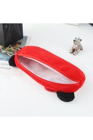 Willowhaven 3 Adet Çocuk Sevimli Hayvan Peluş Kalem Çantası Kırtasiye Saklama Çantası Koyu Kırmızı 20x10cm Kırmızı - Sarı