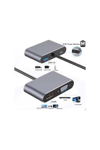 Daytona Cf02 4In1 Type-C To Hdmı/Vga/Pd Şarj Çevirici