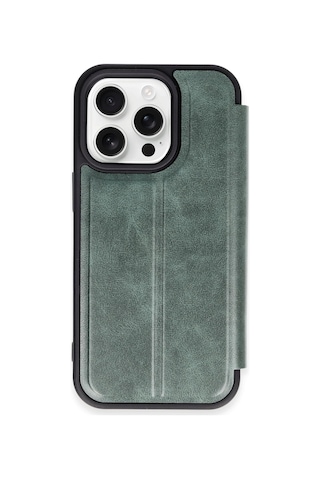 Newface Apple iPhone Uyumlu 14 Pro Max Kılıf Flip Cover - Semeglbl - 79 Koyu Yeşil