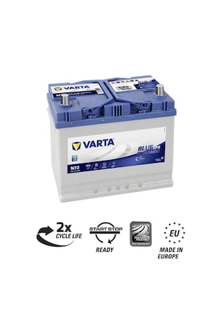 12V 72 Ah Amper 760A Varta Akü Start-Stop Efb Blue Dynamic N72 / 367481702