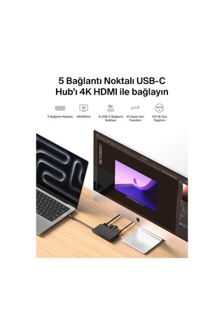 Belkin Usb-c Hub, 5 Portlu Hub, 4k Hdmi Görüntüleme, 60hz, 100w G