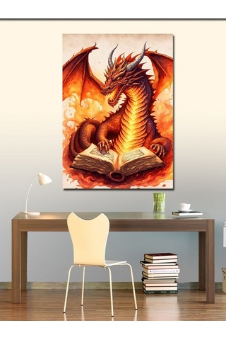Kanvas Tablo Kitap Okuyan Ejderha 70cmx100cm