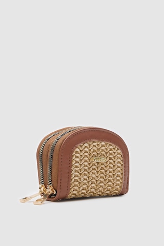 Jefece Taba Hasır Bayan Çanta Cüzdan -Siyah