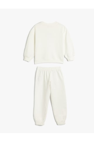 Koton Basic Eşofman Takımı Sweatshirt Ve Beli Lastikli Eşofman Altı Ekru 5wkg10182ak Ekru