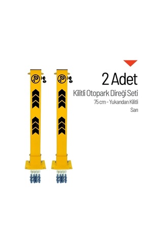 75 Cm Yukarıdan Kilitli Otopark Direği 2'li Park Bariyeri Seti-641