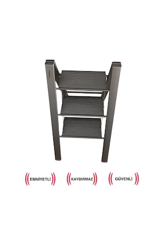 Endokon Katlanır Şık Merdiven Antrasit 3 Basamaklı - Alüminyum - Ev - Ofis Merdiveni