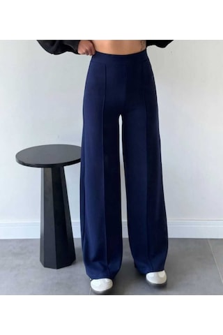 Nevege Butik Kadin Örme Kumaş Likrali Siki Toparlayici Palazzo Pantolon-lacivert Lacivert