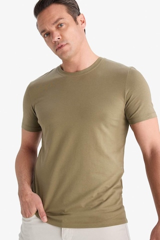 Defacto Slim Fit Dar Kesim Bisiklet Yaka Esnek Kumaş Kısa Kollu Tişört E2635ax25smkh436 Haki