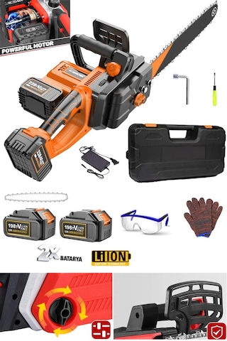 Staxx Or198v Çift Akülü Lityum Ağaç Dal Odun Dal Budama Makinesi