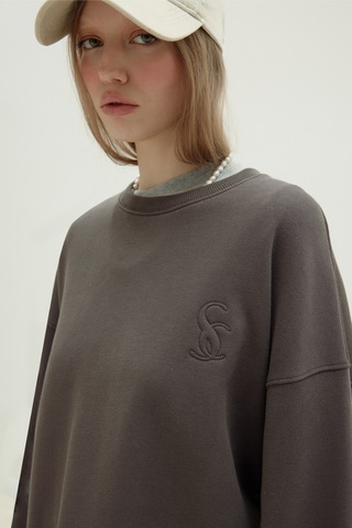Suud Collection Kahverengi Logolu Oversize Sweatshirt Kahve