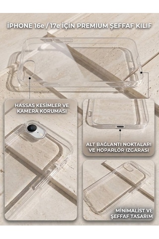 Iphone 16e Uyumlu Sert Şeffaf Sararmaz Premıum Kılıf