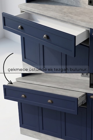 Avm 24 Kenzo Kahve Köşesi 150 Cm Montaj Dahil Gri - Lacivert