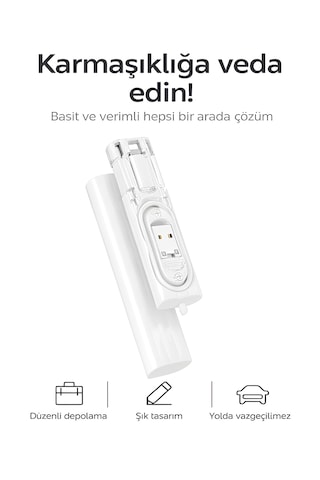 7 İn 1 Çok İşlevli Type-c Usb Micro Lightning Dönüştürücü Seyahat Seti Apple Uyumlu iPhone Android Pc Beyaz
