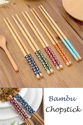 Baysa 5 Çift Bambu Sushi-fettucini Chopsticks Yemek Çubuğu Çoklu