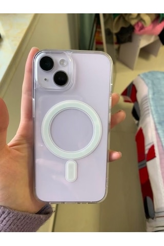 Ennar Apple Uyumlu iPhone 15 Magsafe Sararmaz Şeffaf Sert Mika Silikon Kılıf Şeffaf