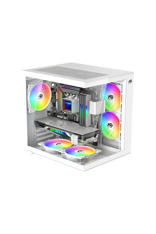 Orion Cube 5x Tuştan Değişen Rgb Fanlı M-atx Boş Bilgisayar Kasası Beyaz