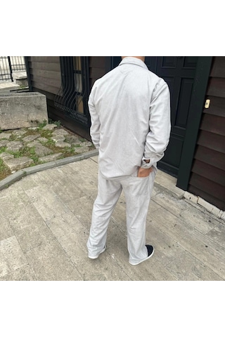 Primemağazam Erkek Fitilli Kadife Cepli Buggy Pantolon Oversize Rahat Kalıp - Gri Çeşitli