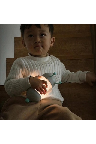 Sevimli Tırtıl Şarjlı Gece Masa Lambası Gri Katlanabilir Led Işıklı