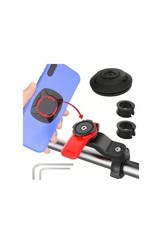 Xuweiwei Motosiklet Bisiklet Telefon Tutucu Kırmızı Yuvarlak Şok Emici 360 Döner Direksiyon Kelepçesi Titreşim Yalıtıcı