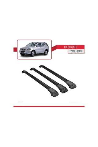 Kia Sorento 2002-2009 Arası İle Uyumlu Ace-1 Ara Atkı Tavan Barı Siyah 3 Adet Bar