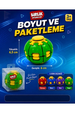 Stres Topu Press & Spin Basınca Dönen Fidget Spinner Oyuncak 3+ Yaş Yeşil