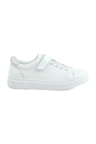 Rakerplus Hakiki Deri Beyaz Cırtlı Bağcıklı Kız Çocuk Sneakers Beyaz
