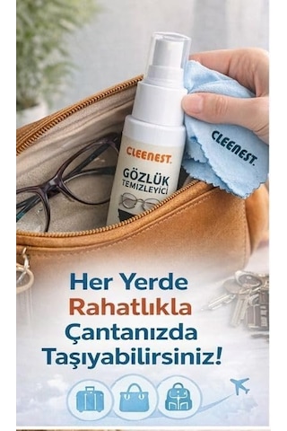 Gözlük Ve Ekran Temizleme Seti 50 Ml Nazik Solüsyon & Yumuşak 15 X 18 Cm Kaşmir Mikrofiber Bez İle Işıltılı Temizlik