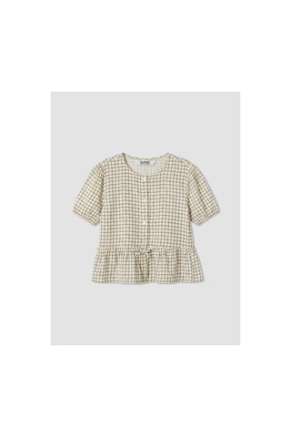 LC Waikiki Alıta Cıty Farkıyla Lcw Kids Ekru Ekose Standart & Regular Kız Çocuk Gömlek Ekru - 932394540 Ekru