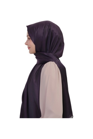 Çift Taraflı Düz Jakar Şal Parlak & Mat Dokulu, Özel Gün Şalı, Düz Renk MÜRDÜM