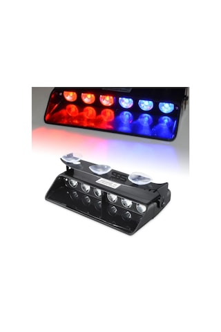 Polis Çakarı Cam Içi Vantuzlu 6 Led Kırmızı Mavi Çakmaklık Girişli Ön Arka Cam Polis Lamba 12 Mod Sts Oto Aksesuar