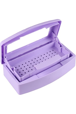 Ellea Nail Çift Bölmeli Manikür Pedikür Aletleri Sterilizasyon Kutusu Mor