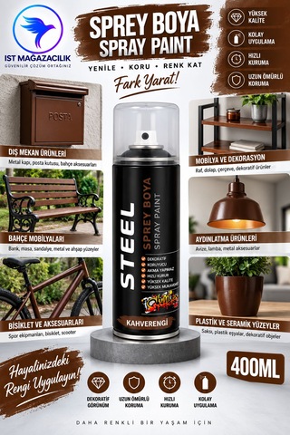 İst Steel Sprey Boya Kahverengi 400 Ml 12 Kahverengi