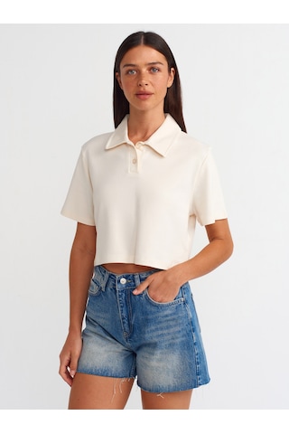 Dilvin Paçası Kesik Denim Şort Tint