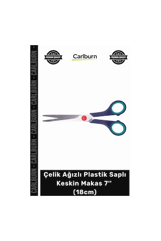 Makas Kalite C2007 Çelik Ağızlı Plastik Saplı Keskin Kumaş Kağıt Terzi Taksun Makas 7'' 18cm