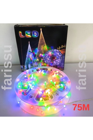 75 Metre Rgb Peri Led Işık Fişli Dış Mekan Dekoratif Aydınlatma Şerit Led RGB