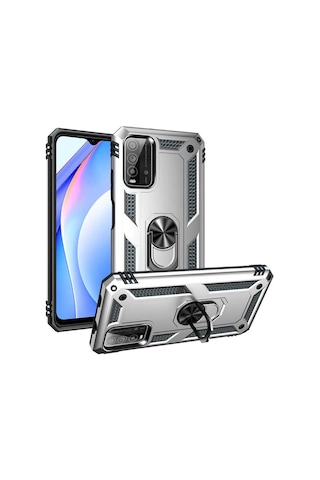Xiaomi Redmi 9T Kılıf Zore Vega Yüzüklü Standlı Zırh Kılıf