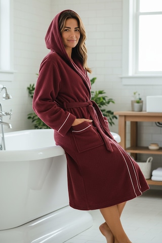 % 100 Pamuklu Laodikeia Kapşonlu Unisex Kadın Erkek Bornoz Bordo