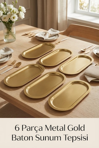 Baton Tepsi Set, 6'lı Gold